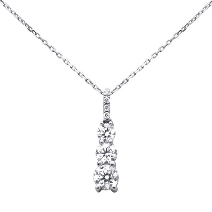 SPECIAL! 1.13ct G SI 14K White Gold Diamond Graduated Stones Pendant Necklace 18" Long Chain