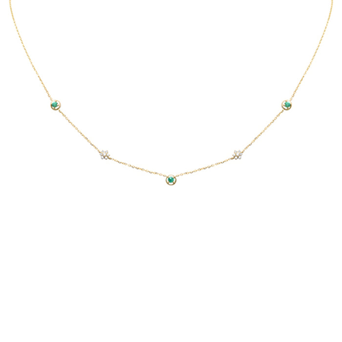 DIAMOND CLOSEOUT! .29ct G SI 14K Yellow Gold Diamond & Emerald Gemstones Pendant Necklace 16+2" Long