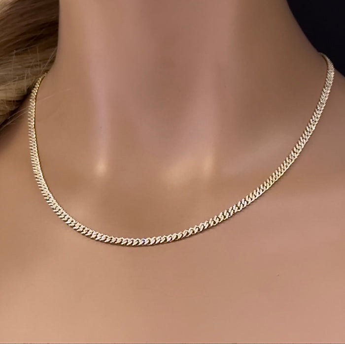 SPECIAL! 3MM 1.91ct G SI 14k Yellow Gold Diamond Round Cuban Necklace 18"