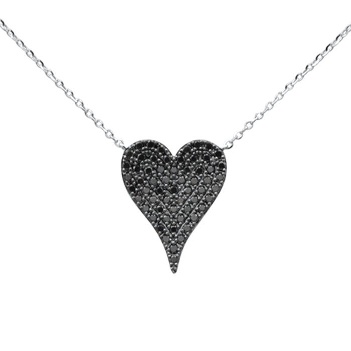 .41ct G SI 14K White Gold Black Diamond Pendant Necklace 16+2" Ext.