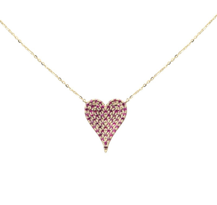 SPECIAL! .50ct G SI 14K Yellow Gold Ruby Gemstones Heart Pendant 16+2" Ext Long