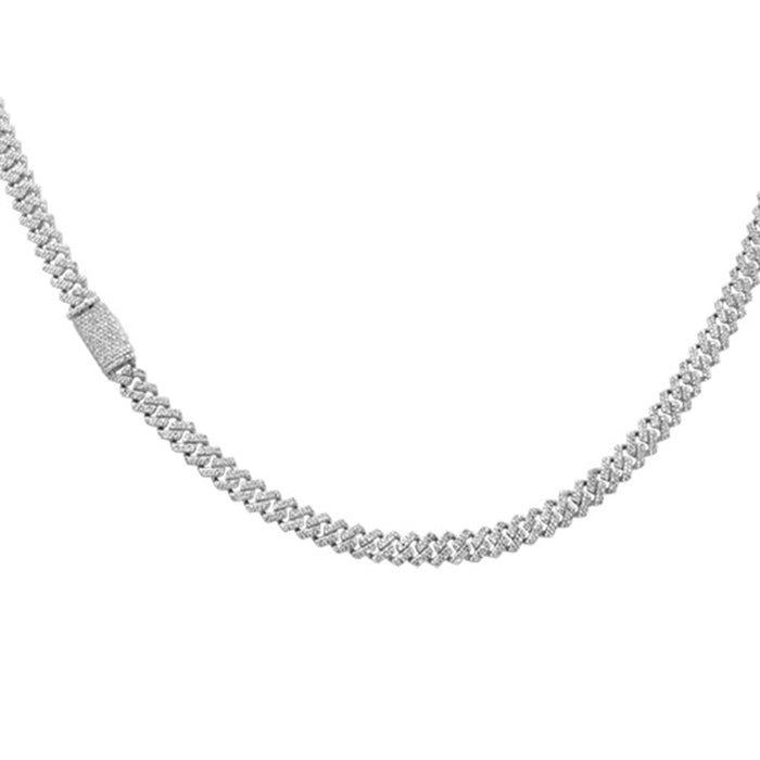 SPECIAL!5mm 4.62ct G SI 14K White Gold Round Diamond Square Cuban Necklace 20" Long