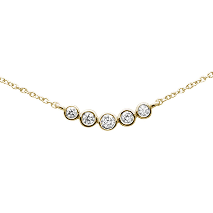 .17ct G SI 14K Yellow Gold 5 Diamond Trendy Pendant Necklace16+2" Ext.