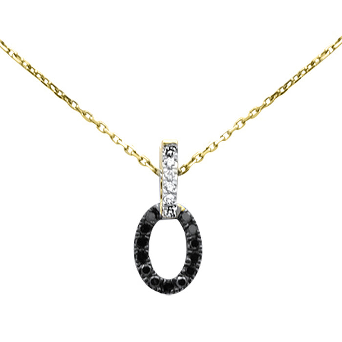 .20ct G SI 14K Yellow Gold Black & White Diamond Pendant Necklace 18" Long Chain