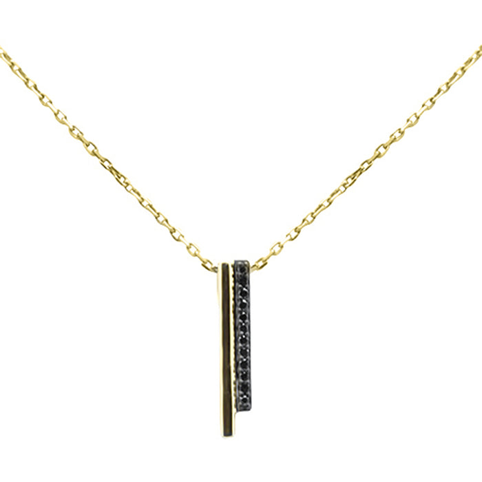 .06ct G SI 14K Yellow Gold Black Diamond Pendant Necklace 18" Long Chain