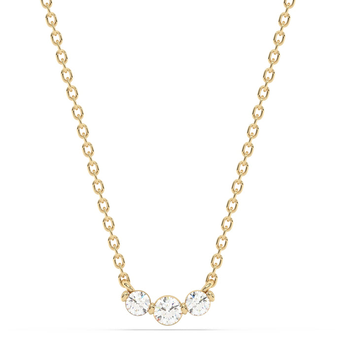 SPECIAL! .25ct G SI 14K Yellow Gold Three Stone Diamond Pendant Necklace 18" Long Chain