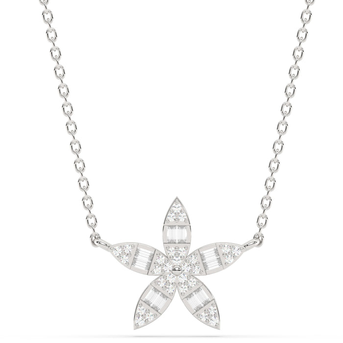 SPECIAL!.25ct G SI 14K White Gold Round & Baguette Diamond Pendant Necklace 18" Long Chain
