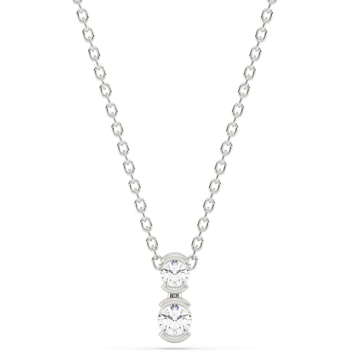SPECIAL!.25ct G SI 14K White Gold Two Stone Diamond Pendant Necklace 14+2" Ext. Chain