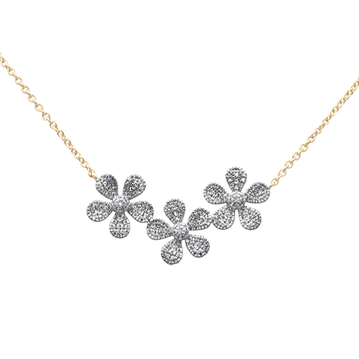SPECIAL!.33ct G SI 14K Yellow Gold Diamond Flower Pendant Necklace 13+2" Ext. Chain