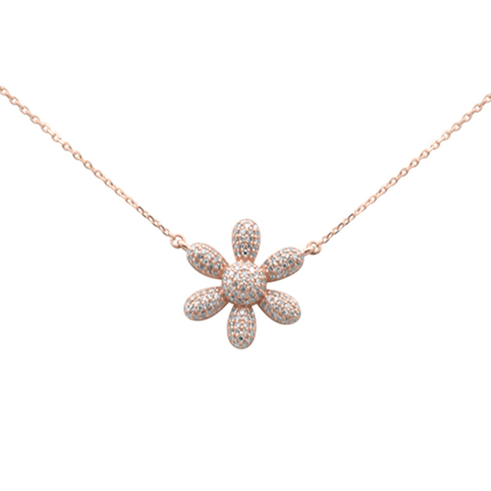 SPECIAL!.33ct G SI 14K Rose Gold Diamond Sunflower Pendant Necklace 18" Long Chain