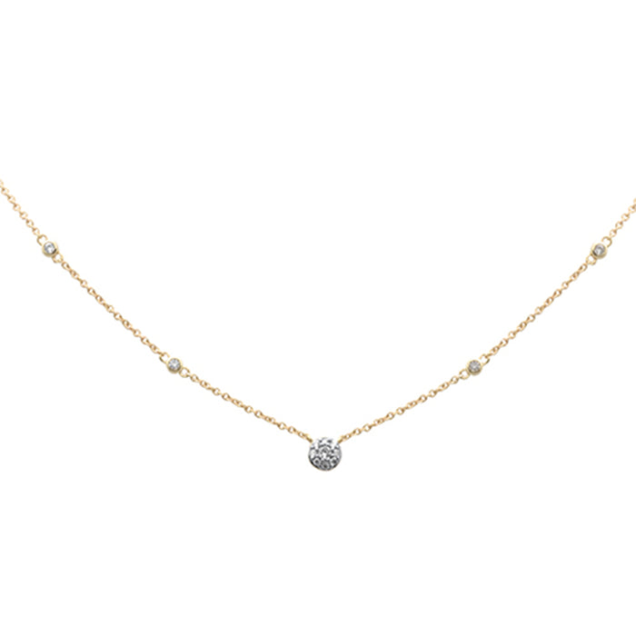 SPECIAL!.33ct G SI 14K Yellow Gold Round Diamond Pendant Necklace 18" Long Chain