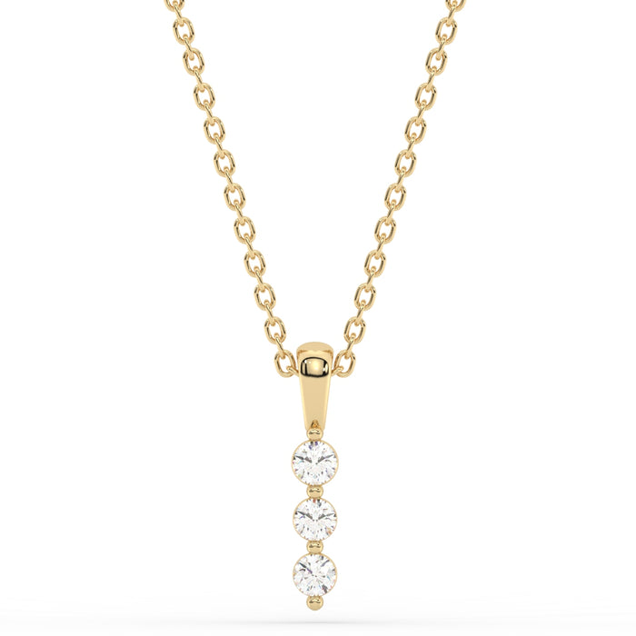 SPECIAL! .20ct G SI 14K Yellow Gold Three Stone Diamond Pendant Necklace 18" Long Chain
