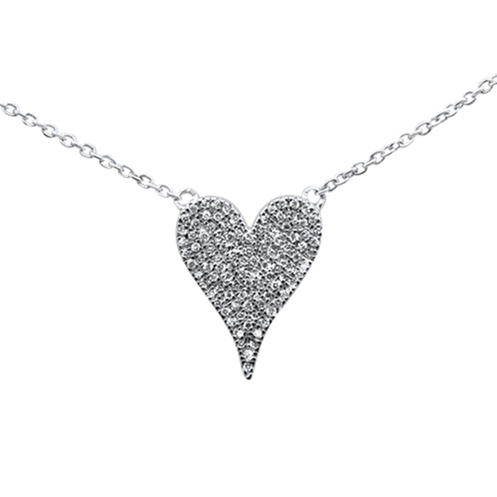 SPECIAL! .33ct G SI 14K White Gold Diamond Heart Drop Trendy Pendant Necklace 16+2" Ext
