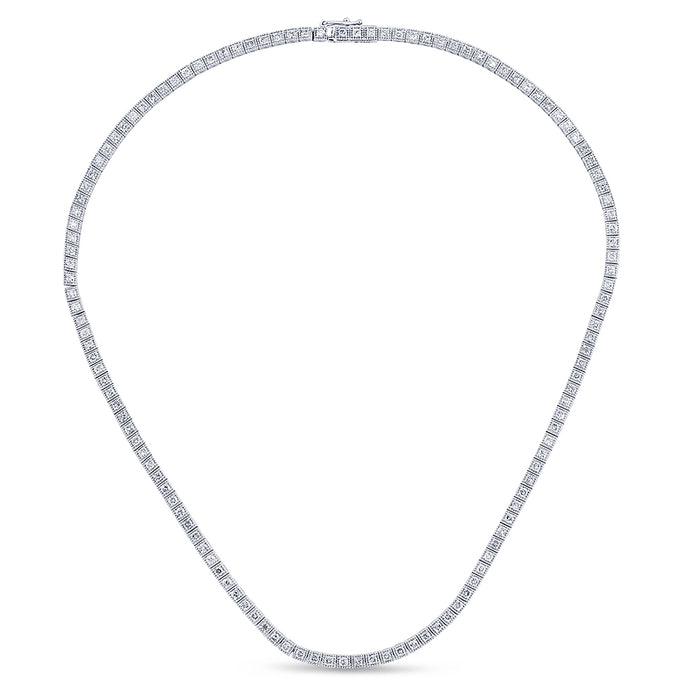 SPECIAL! 4.53ct G SI 14K White Gold Diamond Beaded Tennis Pendant Necklace 16" Long