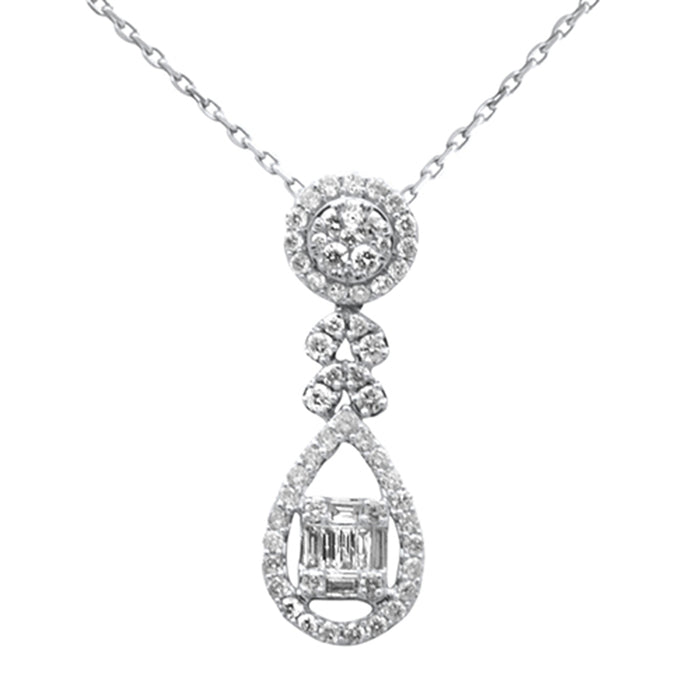 SPECIAL! .53ct G SI 14K White Gold Diamond Pendant Necklace 18" Long Chain