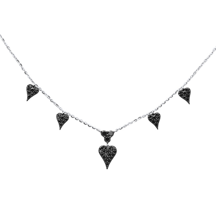 .40ct G SI 14K White Gold Black Diamond Heart Pendant Necklace 16+2" Ext Long