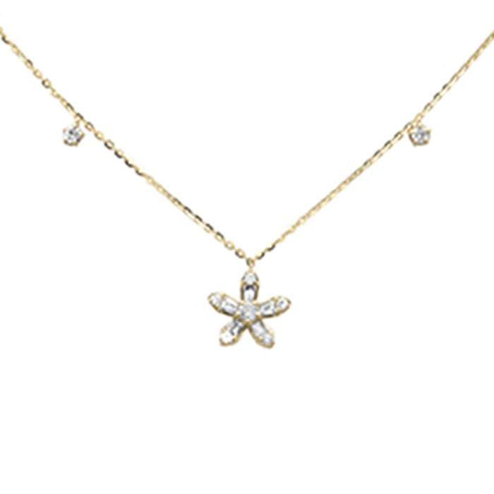 SPECIAL! .44ct G SI 14K Yellow Gold Round & Baguette Diamond Pendant Necklace 16+2" Ext Long