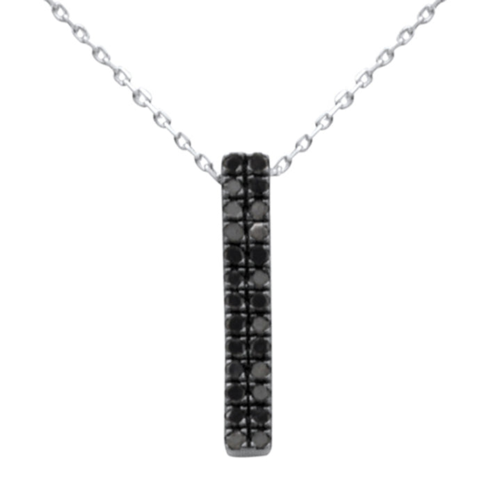 SPECIAL! .20ct G SI 14K White Gold Black Diamond Drop Pendant Necklace 18" Long