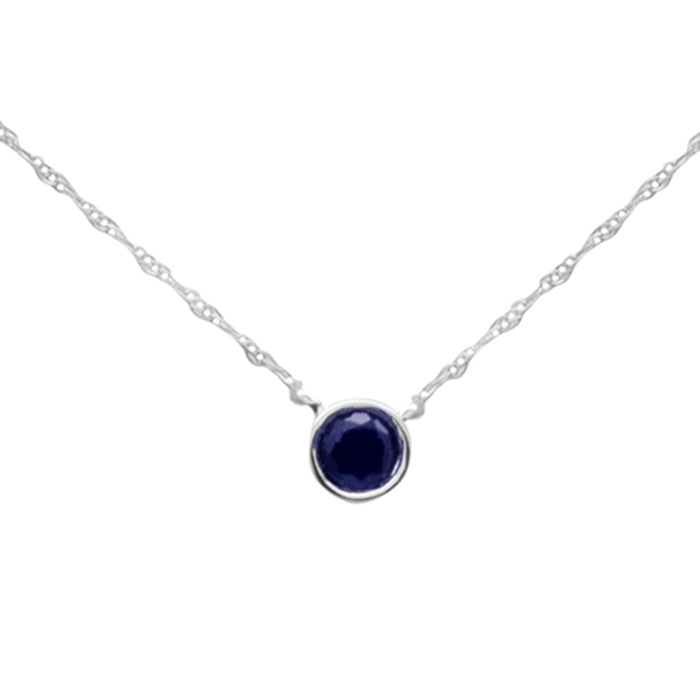 .28ct G SI 14K White Gold Blue Sapphire Gemstones Pendant Necklace 18" Long