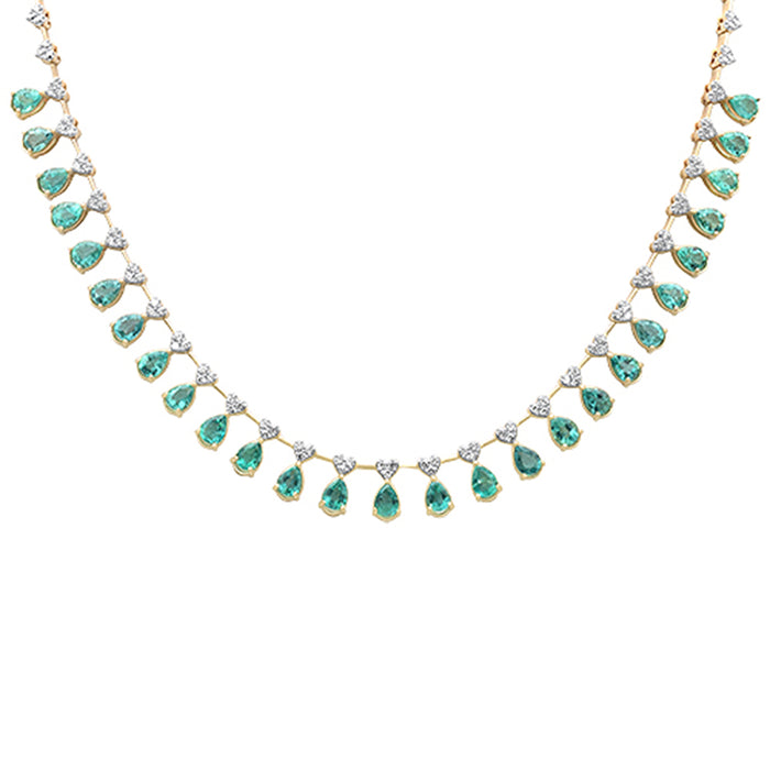 SPECIAL! 10.34ct G SI 14K Yellow Gold Diamond & Natural Emerald Gemstones Pendant Necklace 16+2" Ext