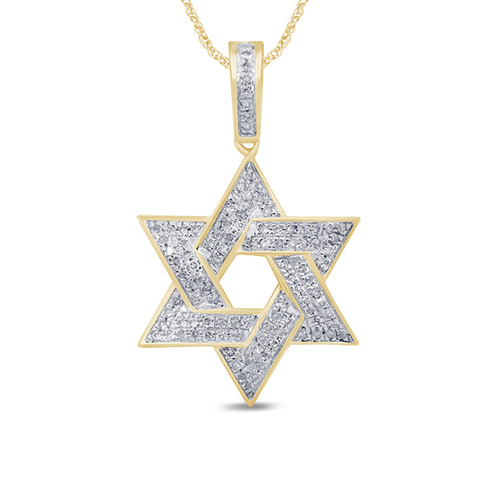 SPECIAL! .26ct G SI 14K Yellow Gold Diamond Star of David Pendant Necklace 18" Long Chain