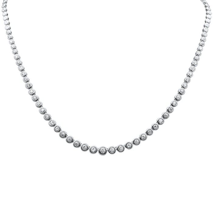 SPECIAL!1.44ct G SI 14K White Gold Diamond Miracle Illusion Bezel Set Graduated Pendant Necklace 18" Long