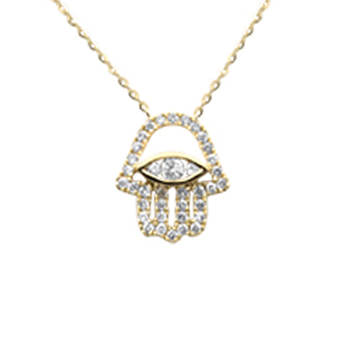 SPECIAL!.26ct G SI 14K Yellow Gold Diamond Evil Eye Pendant Necklace 16+2" Ext