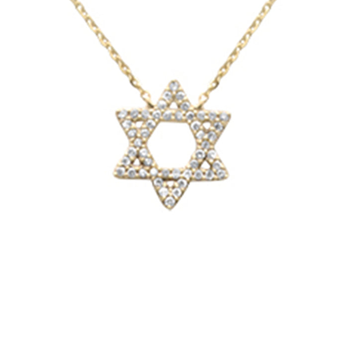 SPECIAL! .13ct G SI 14K Yellow Gold Diamond Star of David Pendant Necklace 16+2" Ext