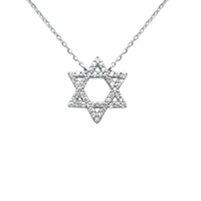 SPECIAL!.22ct G SI 14K White Gold Diamond Star of David Pendant Necklace 16+2" Ext