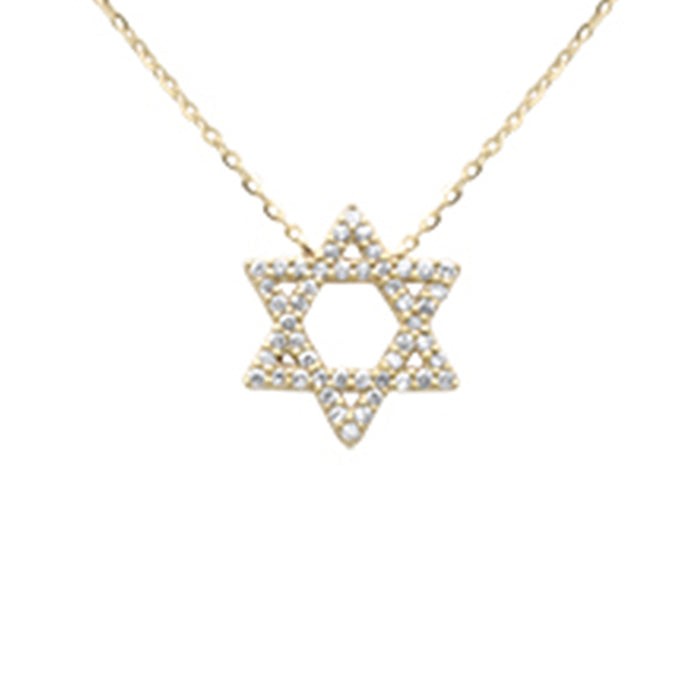 SPECIAL! .23ct G SI 14K Yellow Gold Diamond Star of David Pendant Necklace 16+2" Ext