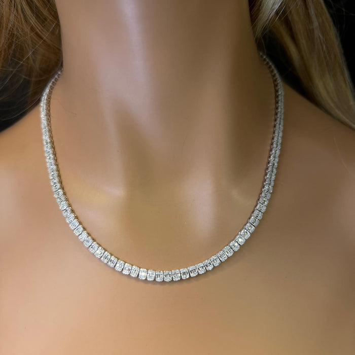 SPECIAL!6.29ct G SI 14K White Gold Round & Baguette Diamond Unisex Tennis Necklace 22" Long