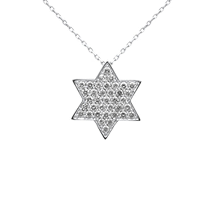 DIAMOND CLOSEOUT! .58ct G SI 14K White Gold Diamond Star of David Pendant 18" long Chain