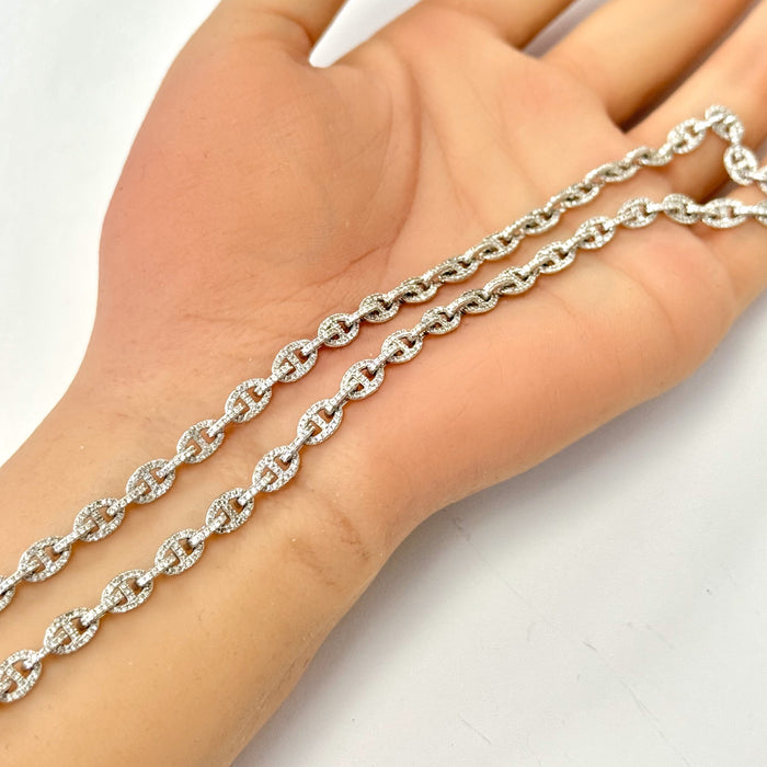SPECIAL!2.91ct G SI 14K White Gold Diamond Mariner Link Chain Necklace 20" Long