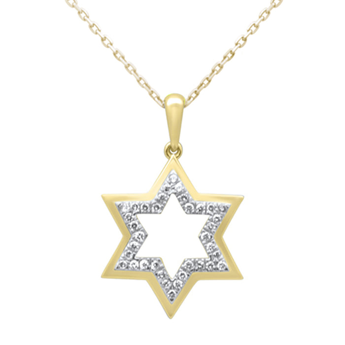 SPECIAL! .20ct G SI 14K Yellow Gold Diamond Star of David Pendant Necklace 18" Long Chain