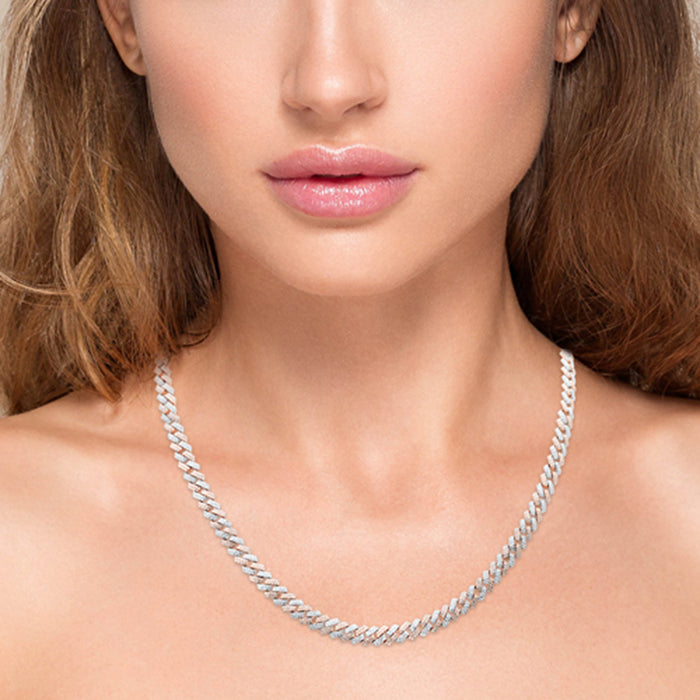 SPECIAL! 5MM 3.97ct G SI 14K Two Tone Gold Square Cuban Necklace 16" Long