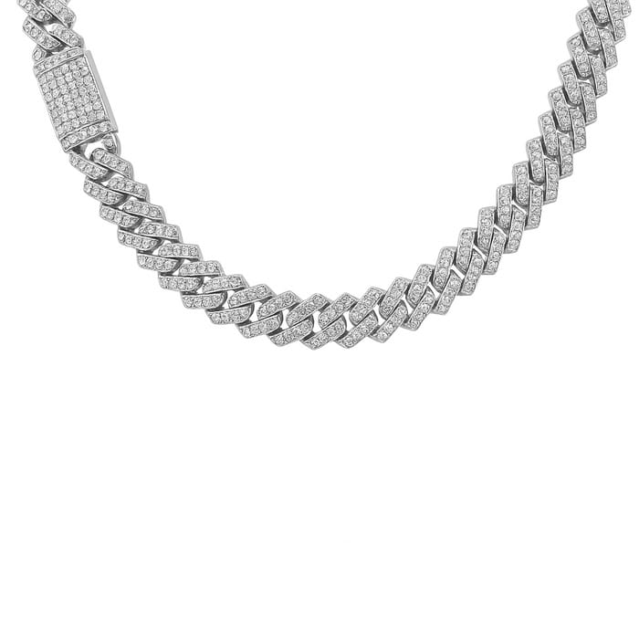 SPECIAL! 5MM 4.28ct G SI 14KT White Gold Diamond Square Cuban Necklace 18"