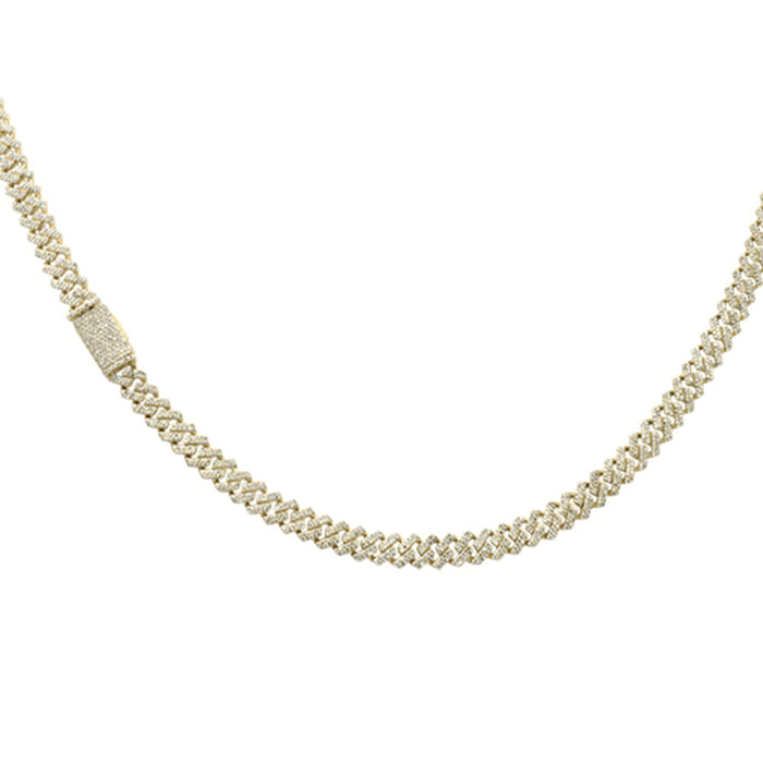 SPECIAL! 6MM 4.60ct G SI 14KT Yellow Gold Square Diamond Micro Pave Cuban Necklace 20"