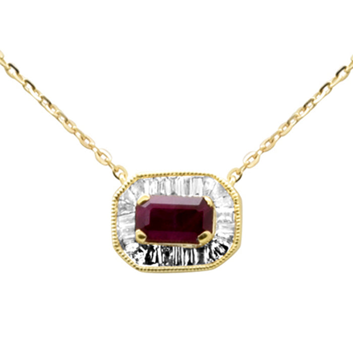 SPECIAL! .56ct G SI 14K Yellow Gold Diamond & Ruby Gemstone Pendant Necklace 16+2" Ext