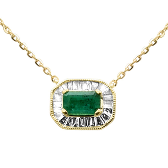 SPECIAL! .41ct G SI 14K Yellow Gold Diamond & Emerald Gemstone Pendant Necklace 16+2" Ext