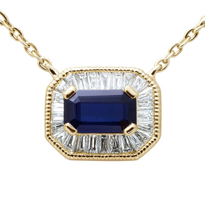 SPECIAL! .44ct G SI 14K Yellow Gold Diamond & Blue Sapphire Gemstone Pendant Necklace 16+2" Ext