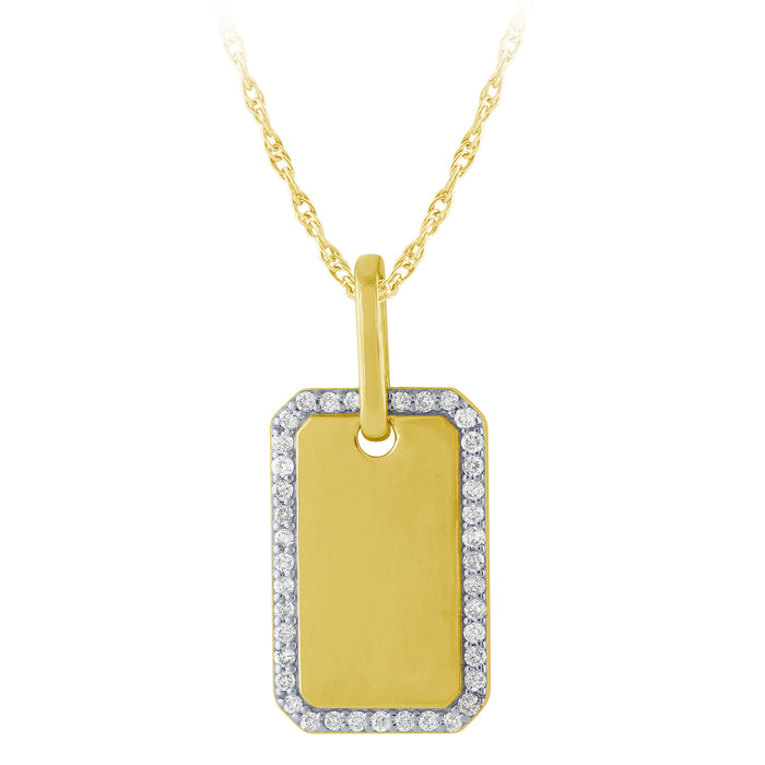 SPECIAL! .16ct G SI 14K Yellow Gold Diamond Dome Pendant Necklace 18" Long Chain