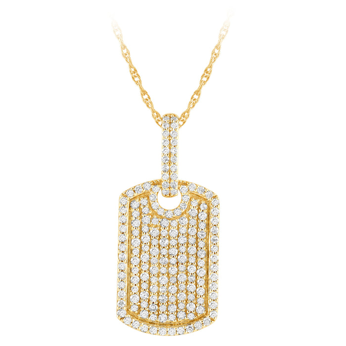 SPECIAL! .84ct G SI 14K Yellow Gold Diamond Dome Pendant Necklace 18" Long Chain