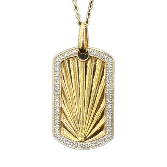 SPECIAL!.20ct G SI 14K Yellow Gold Diamond Medallion Dog Tag Charm Pendant Necklace 18" Long Chain