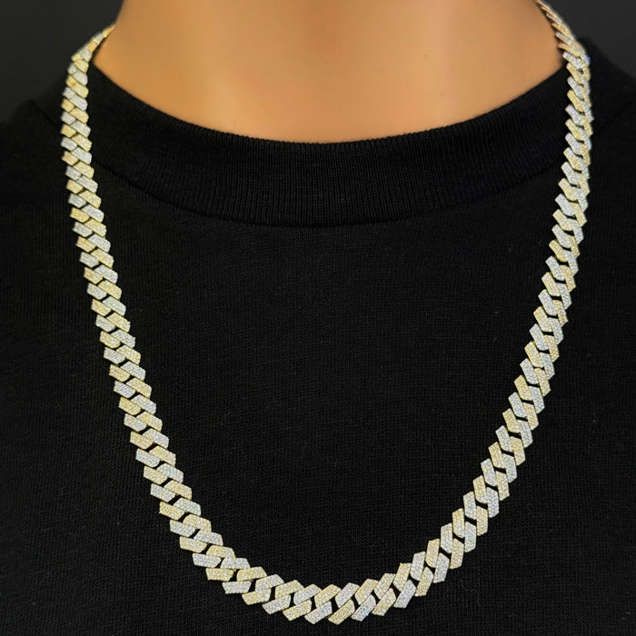SPECIAL! 7MM 5.70ct G SI 14K Yellow & White Gold Diamond Square Cuban Chain Necklace 22"