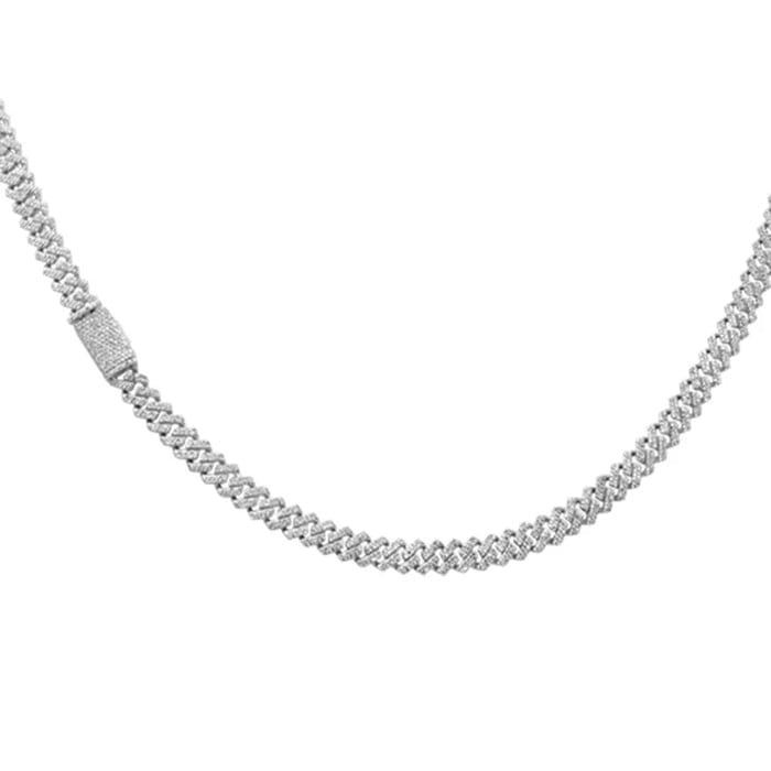 SPECIAL! 6MM 4.11ct G SI 14KT White Gold Square Diamond Micro Pave Cuban Necklace 18" Long