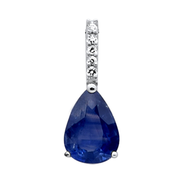 SPECIAL! 3.50ct G SI 14K White Gold Diamond & Blue Sapphire Gemstone Pendant No Chain