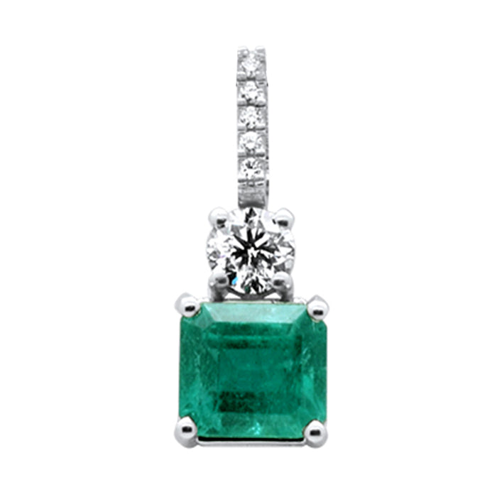 SPECIAL! 4.48ct G SI 14K White Gold Diamond & Emerald Gemstone Pendant No Chain