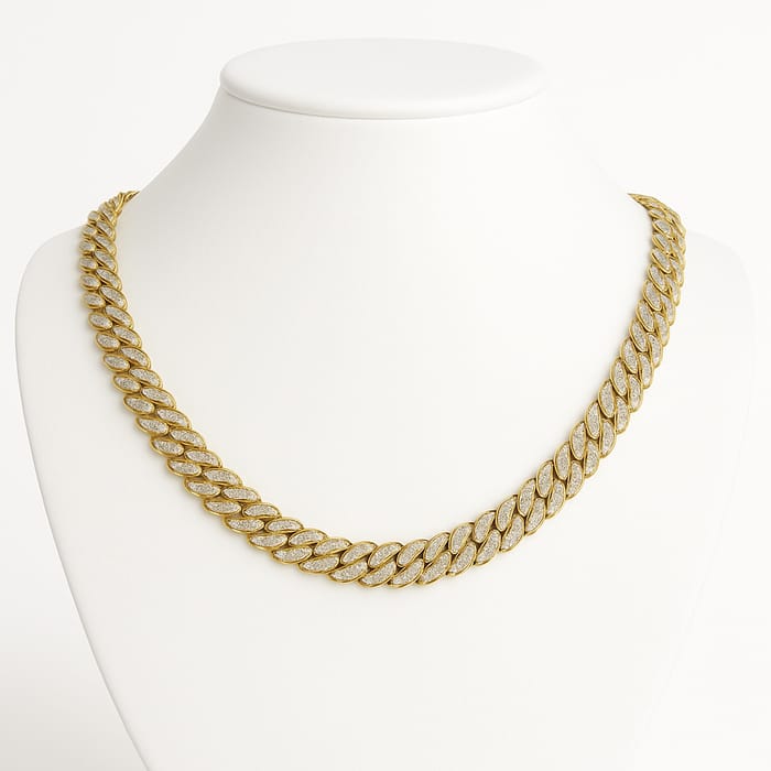 SPECIAL! 13MM 15.90ct 14KT Yellow Gold Diamond Round Cuban Necklace 22"