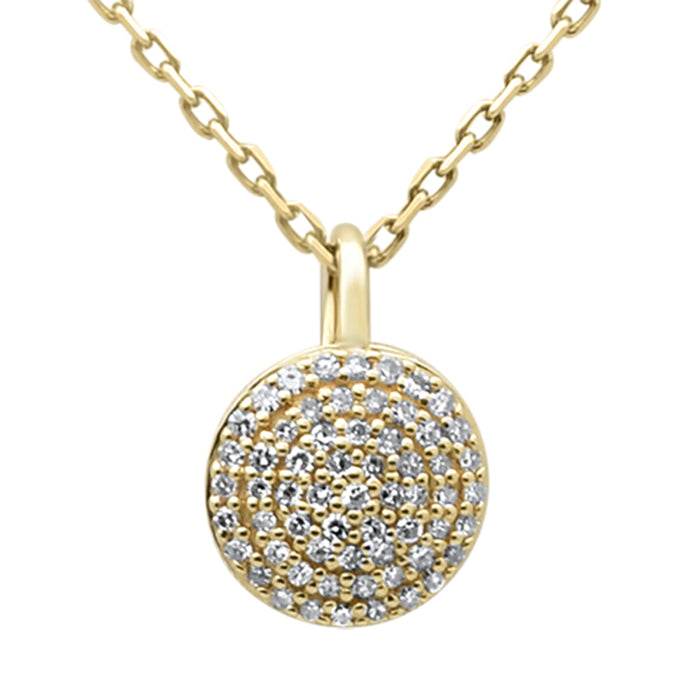 .12ct G SI 14K Yellow Gold Round Shape Diamond Pendant Necklace 18" Long Chain