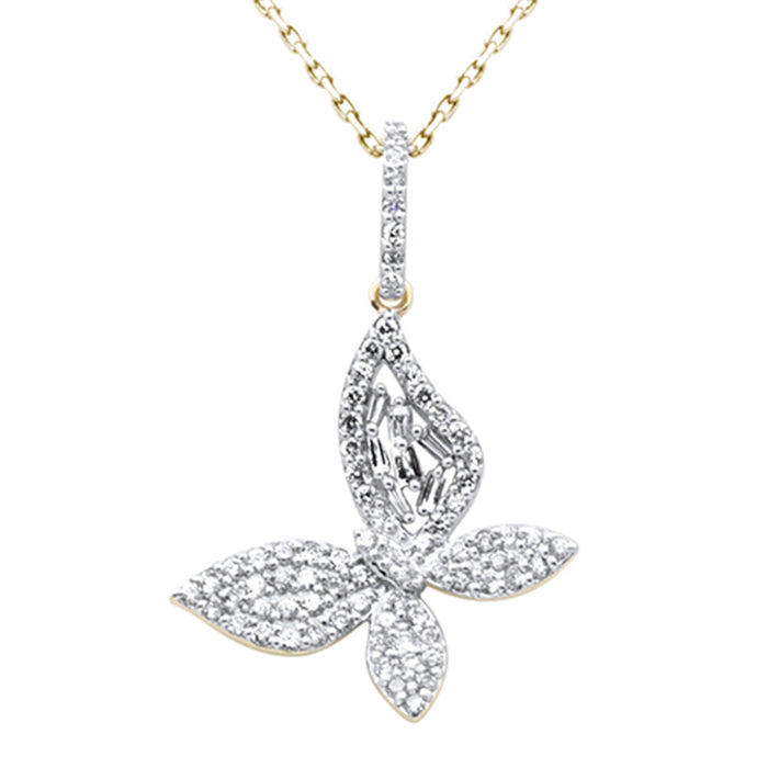 SPECIAL!.42ct G SI 14K Yellow Gold Diamond Butterfly Pendant 18" Chain